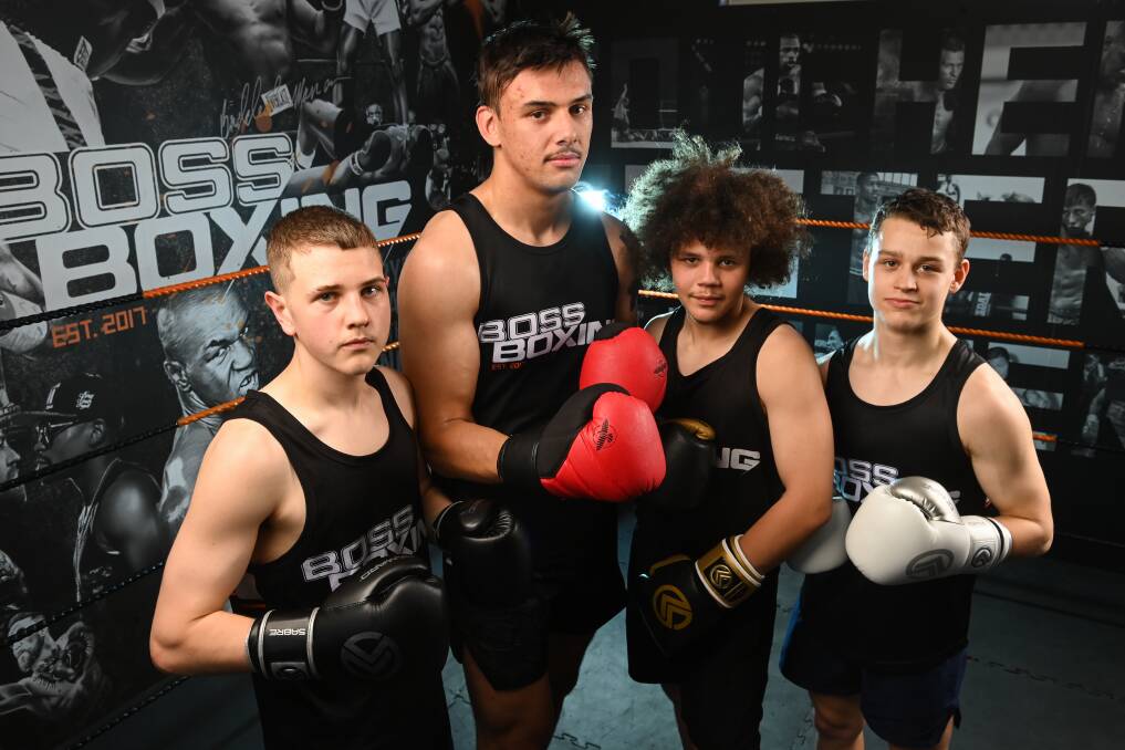 Alongside Jason O'Rouke (not pictured), Boss Boxing's Jack Clay, Laurance Lockington, Latrell McGrath and Jake Hruz impressed on the national stage. Picture by Mark Jesser