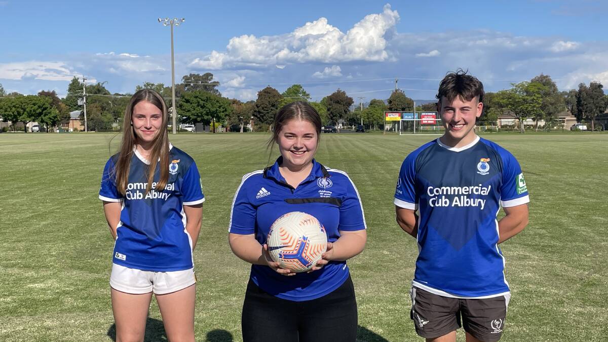 Albury City's Evelyn Takle, Shelby Maw and Mitch Styles are eyeing off the return of the pre season Andronicos and Iannotta Cups leading up to the 2023 AWFA season.