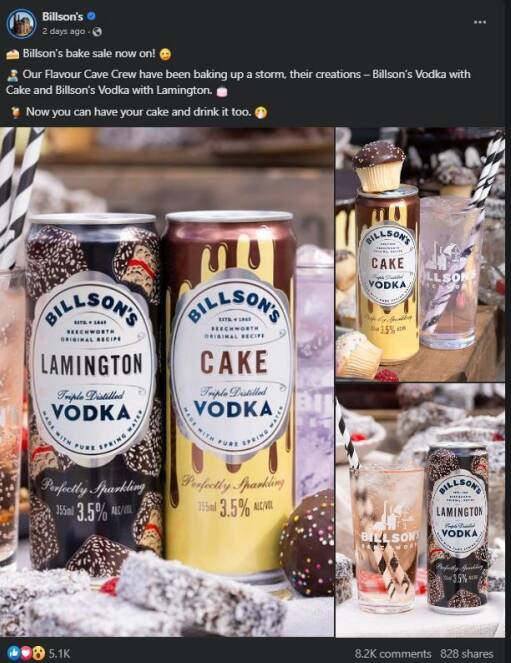 ABAC upheld complaints made against Billson's Lamington Vodka and this social media post. Picture supplied