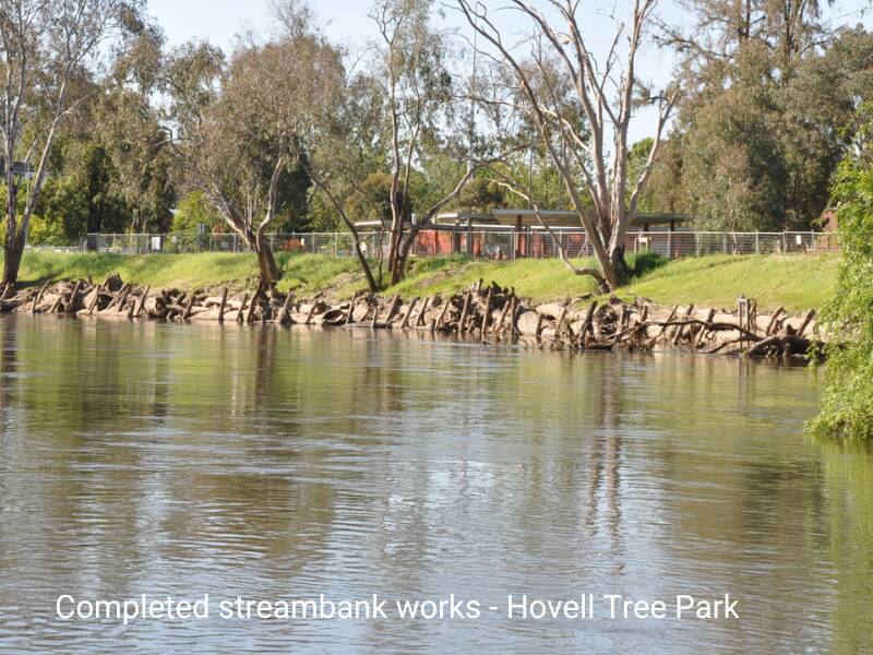 An example of the log and rock revetment at Hovell Tree Park. Picture supplied