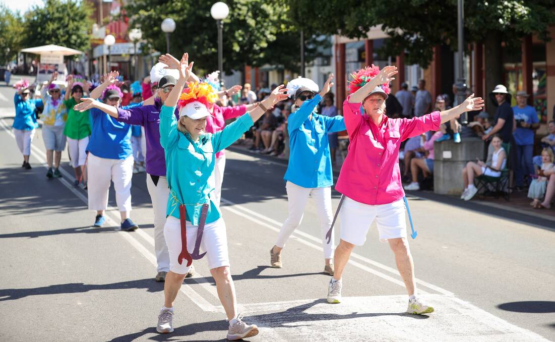 Women from the Corowa and District SHE Shed performing their dance. Picture by James Wiltshire
