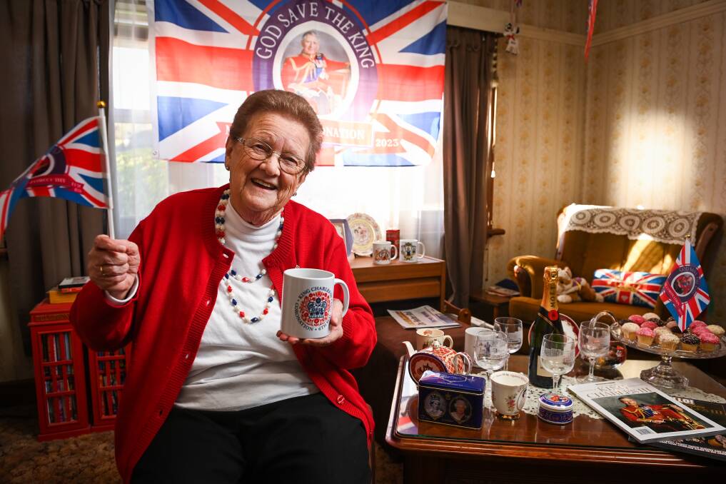 Esther Osborne, a self described royalist, has decorated her East Albury lounge room in all things related to the British crown in preparation for the coronation of our newest monarch, King Charles III of England. Picture by Mark Jesser