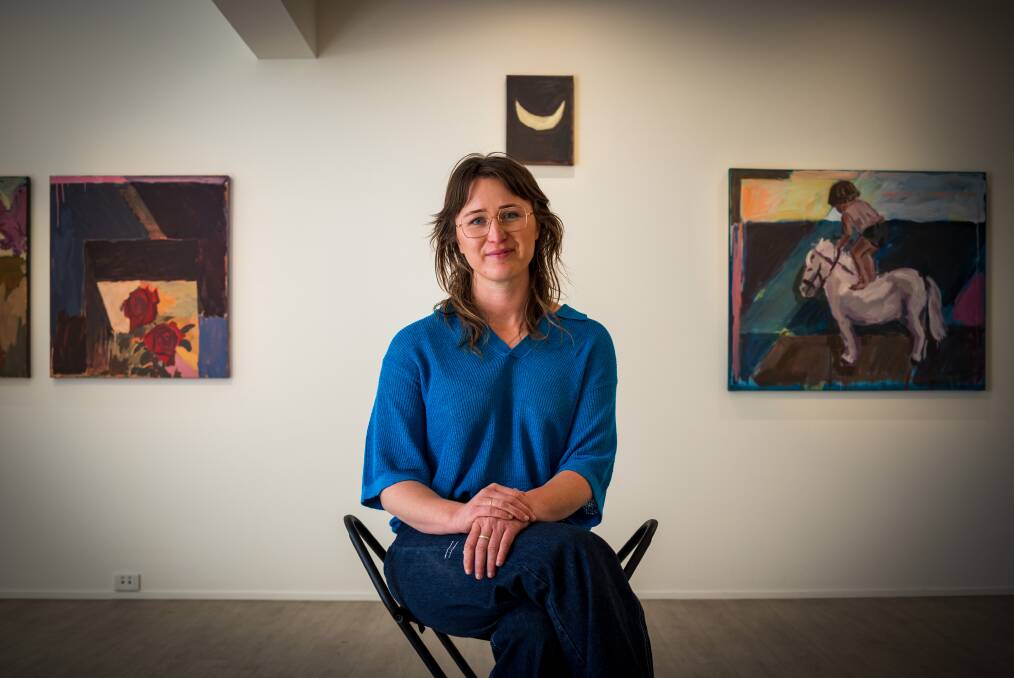 Rutherglen artist Courtney Young has launched her latest exhibition titled Bank Manager Hour at Murray Art Museum. Picture by Layton Holley