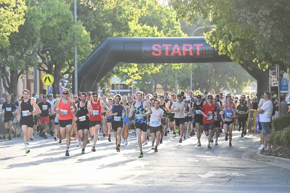 Runners in the 10th and last City2City RunWalk take off from QEII Square in Albury. Picture by Mark Jesser