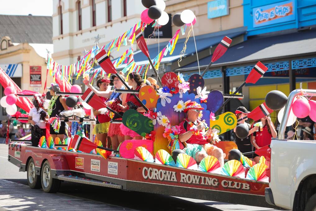 The Corowa Rowing Club float makes its way down Sanger Street in the Federation Parade on Sunday, January 28. Picture by James Wiltshire