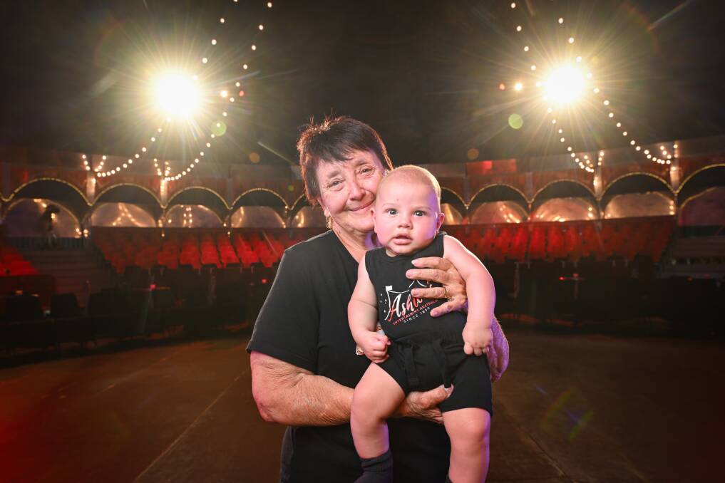 The oldest and youngest in the circus Jan Ashton-Rodriguez and Matais Rodriguez-Amarel, 4 months. Picture by Mark Jesser