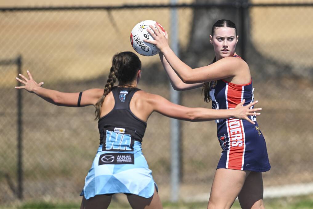 Raiders' Ava Koschitzke in action against Lavington during round one. Picture by Mark Jesser