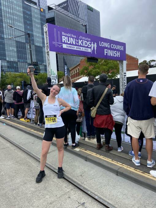 Ella Kingson after completing Run for the Kids in Melbourne. Picture supplied.