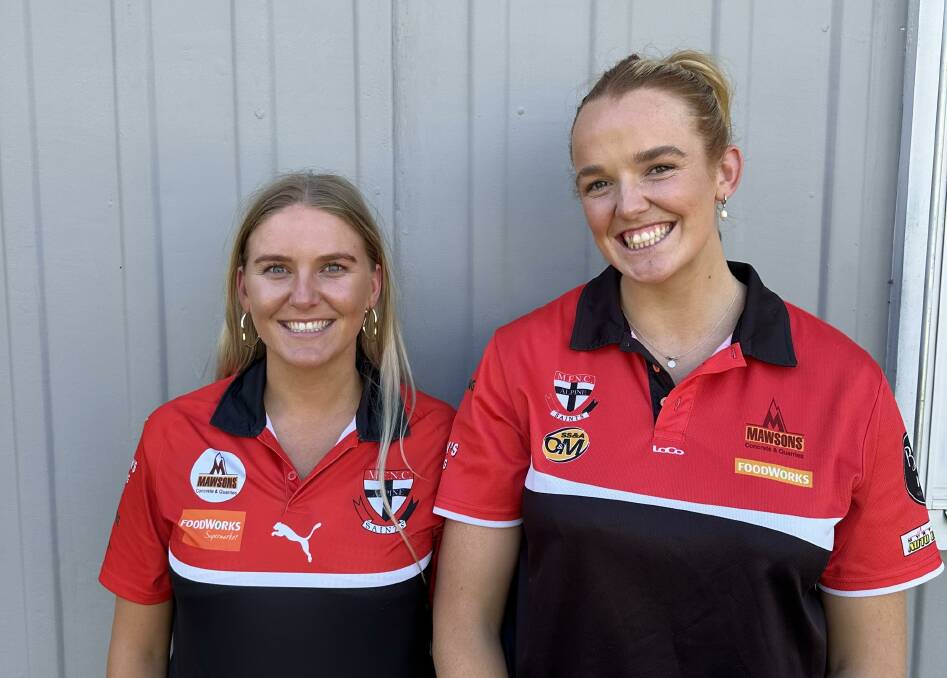 Myrtleford's new netball recruits Maddy Martin and Daisy O'Kane. Picture: supplied