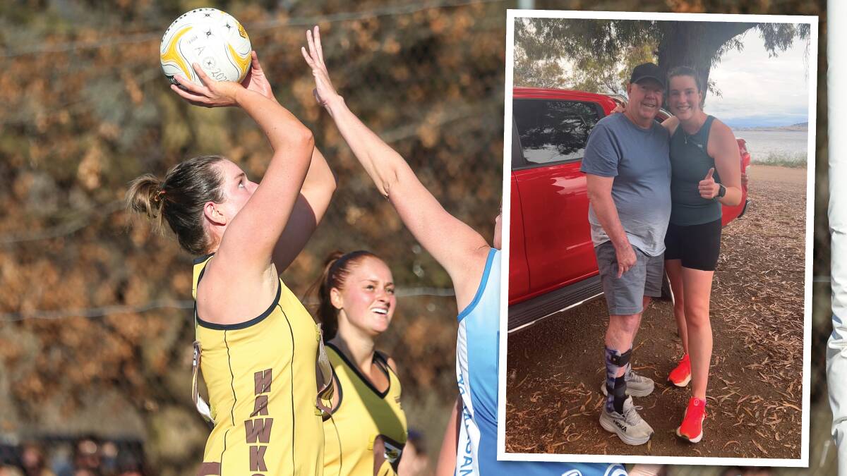 Kiewa-Sandy Creek netballer Jess Barton drew inspiration from her dad, Glenn, while completing Stride 4 Stroke to raise money for the Stroke Foundation. 