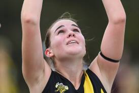 2023 equal club best and fairest winner Bridie Willis shot 47 goals at 85 per cent accuracy for the Tigers in their recent league history-making victory. Picture by Mark Jesser.