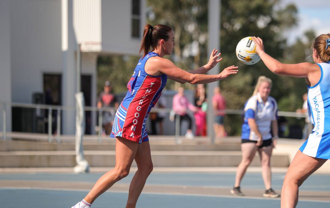 Thurgoona goal attack Mardi Nicholson starred for the Bulldogs in their round three victory against Yackandandah at Thurgoona on Saturday. File picture by James Wiltshire.
