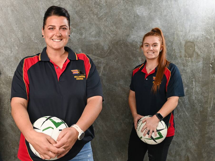 Billabong Crows' newly appointed A-grade co-coaches Rikki Robb and Paige Moloney.