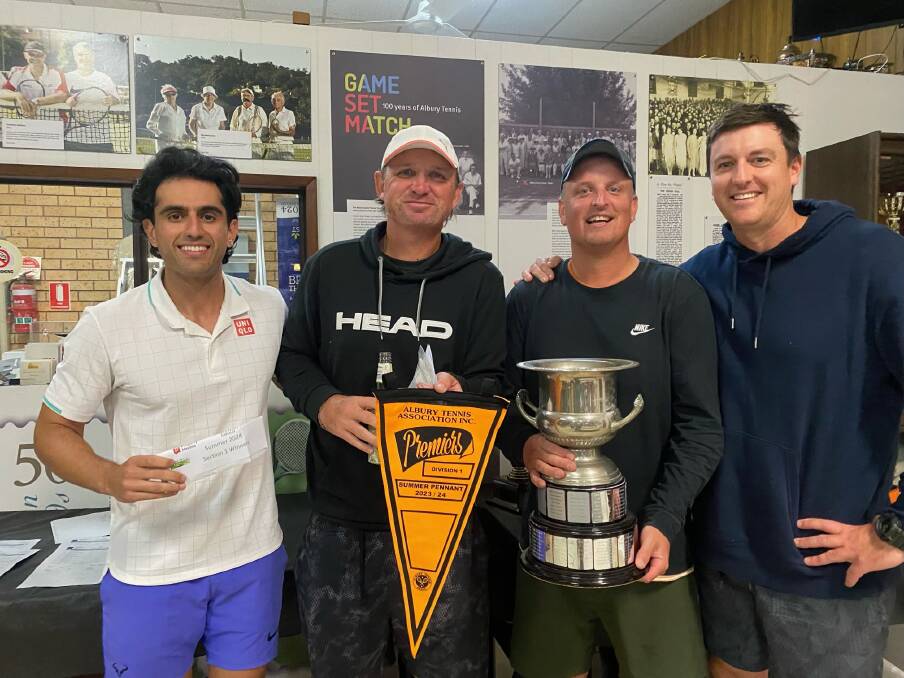 St Patrick's Tennis Club's division one men's summer pennant winners Adib Golshan, Jade Culph, Grant Sawyer and Mark Shanahan. Picture supplied.