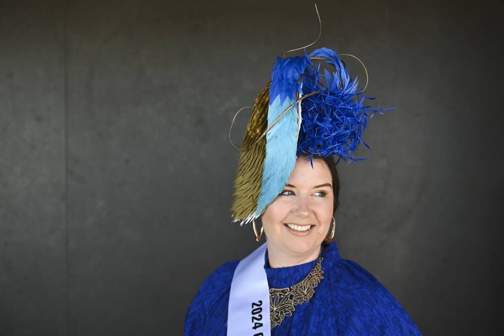 Amy Wallace says the gold addition on her fascinator was a perfect choice reflecting Albury's Gold Cup. Picture by Mark Jesser