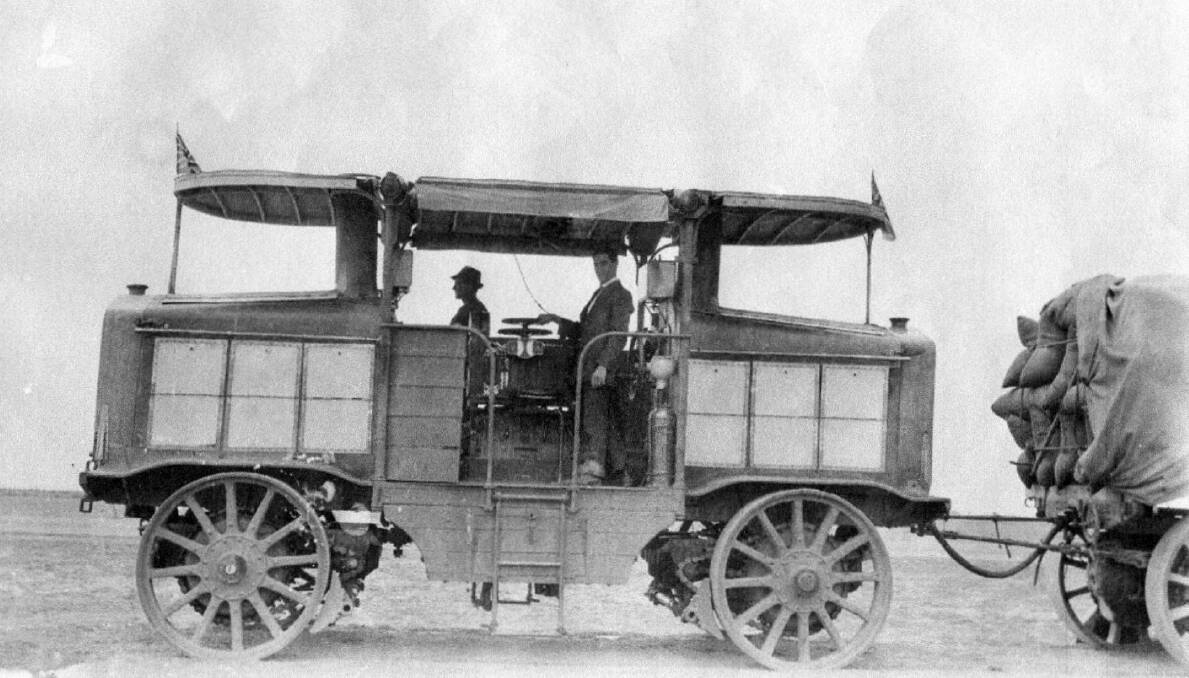 ON THE ROAD: The motor van of the ill-fated Mueller Petrol-Electric Road Train at Hay, New South Wales Picture: SUPPLIED