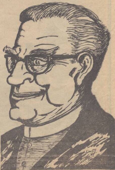 POPULAR: This sketch of Monsignor JT Awburn by Des Martin was for an article he had printed in the Border Mail on January 27, 1971.