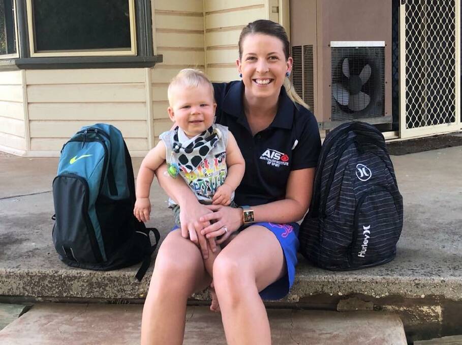 HOPEFUL: Rachael Terlich of Henty with her son Billy on his first day of daycare this year and her first day returning back to work. Picture: Supplied