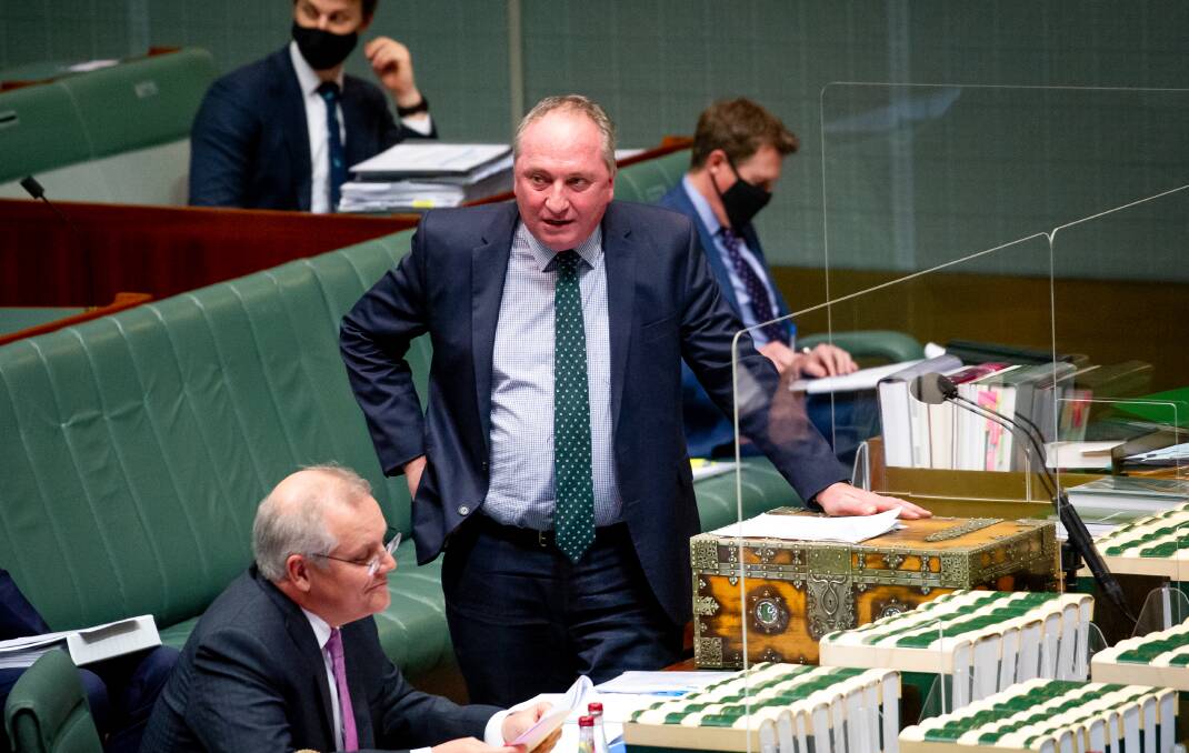 ARGY BARGY: Barnaby Joyce was heckled in Question Time while reading the government's 2050 roadmap, with the Opposition asking if it was the first time he'd seen the plan. Photo: Elesa Kurtz