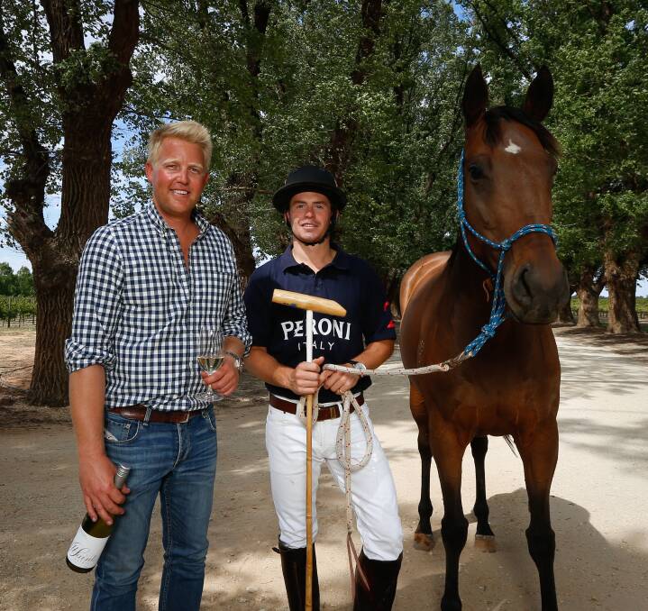 PONY GOAL: All Saints Estate co-owner Nick Brown and polo player Ed Mandie in preparation for the inaugural competition that will become part of the social and sporting calendar for the North East. Picture: MARK JESSER