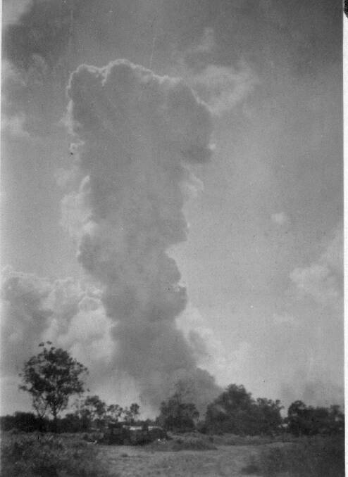 KABOOM: A smoke cloud from one the bombs. Picture: Katherine Museum.