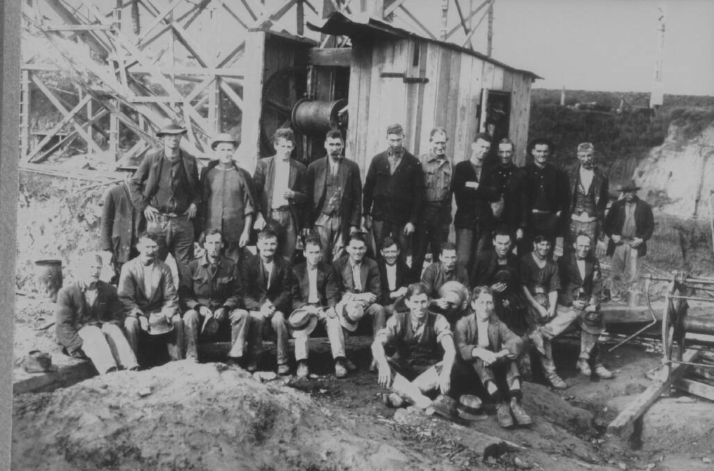 HISTORY IN THE MAKING: Workers pictured on the NSW side of the Hume Dam in the 1930s.