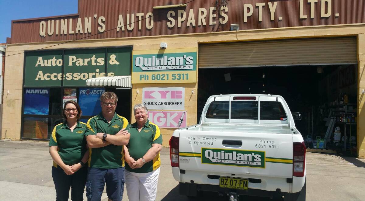 Amanda, Chris and Carmen McHale at the Townsend Street store. Quinlan's Auto Spares was started in 1972 at the South Albury site.