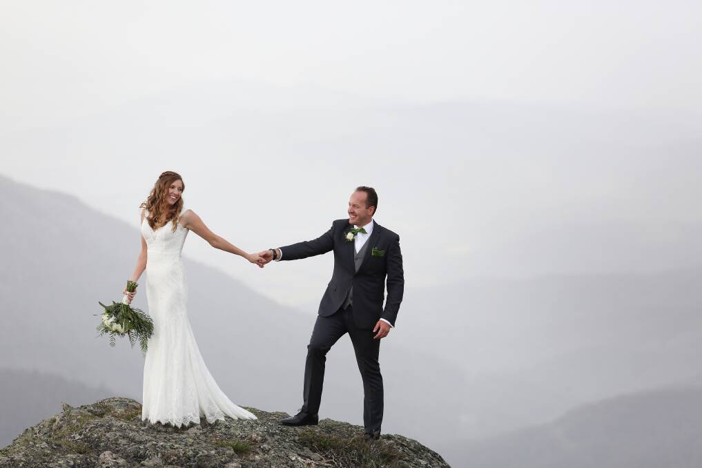 WEDDING BLISS: Mount McKay, Victoria, was the stunning location for Holly and Matt's wedding photos. They feature on the cover of Border Weddings 2019. Picture: KYLIE ESLER, BIG BRIGHT PHOTOS