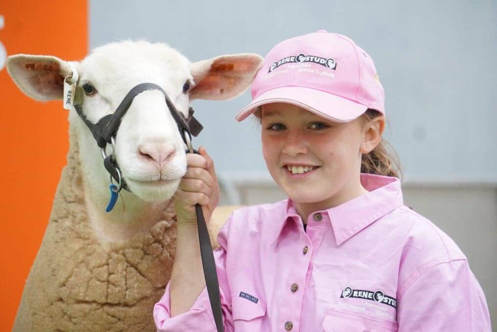 WINNING WAYS: Liv Mitchell, 10, won the junior handling competition in the white suffolk section.