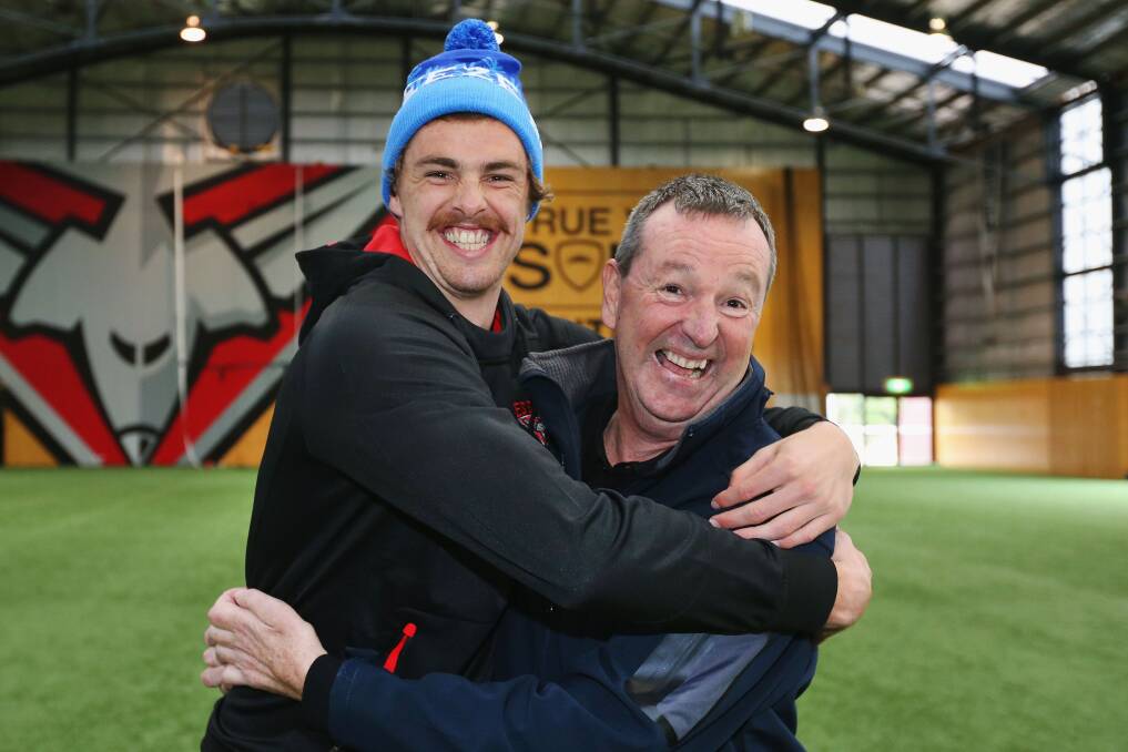 FIGHTER: Neale Daniher, with nephew Joe, at Essendon Football Club this week ahead of his Big Freeze at the MCG on Monday. Picture: Getty Images