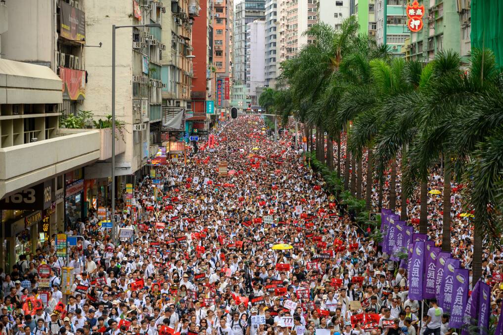 Millions of people take the streets of Hong Kong on June 9, 2019. Picture: Shutterstock