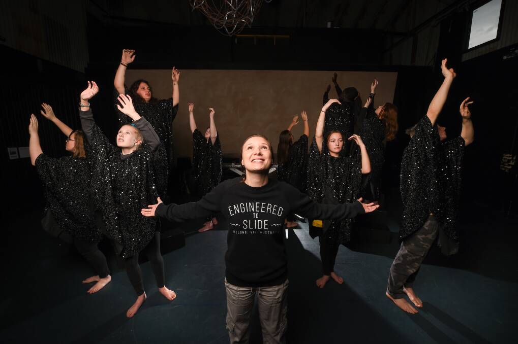 ON STAGE: Cassandra Masterson and the cast of Unapologetically Myself rehearse ahead of their Wodonga show on Thursday night. Picture: MARK JESSER