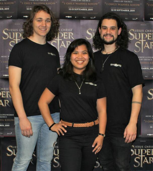 STAGE SHOW: Ethan Goodacre (Jesus), Mica Torre (Mary) and Dan McPherson (Judas).