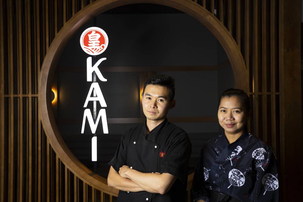 NEW RESTAURANT: Okami Albury head chef Sing Way Fong and manager Resann Sarmiento welcome patrons. Picture: ASH SMITH
