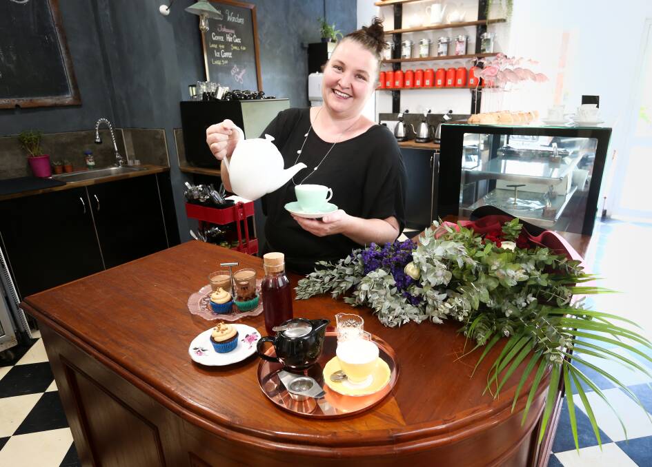 CURIOUSER AND CURIOUSER: Wonderland Emporium owner Jodi Mann has created a whimsical space to enjoy tea and treats at Tawonga. The business name reflects her obsession with Alice in Wonderland. Picture: KYLIE ESLER
