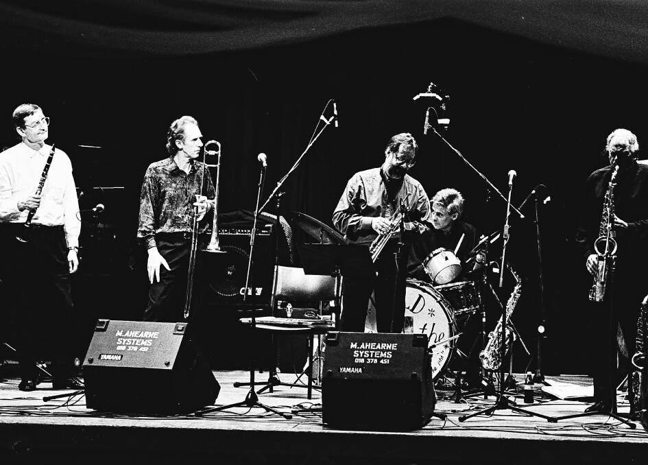 HIGH NOTES: Ade Monsbourgh Band performs at the first Wangaratta Jazz Festival in 1990, as featured in a new book. Picture: THE BORDER MAIL
