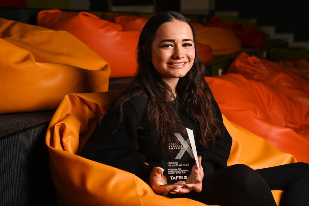 North Albury resident Jakohda Holland-Wiesner, 16, was named TAFE NSW Aboriginal and Torres Strait Islander Student of the Year for the South West Region. Her nan won the same award in 1992, which got a standing ovation in Jakohda's acceptance speech. Picture by Mark Jesser