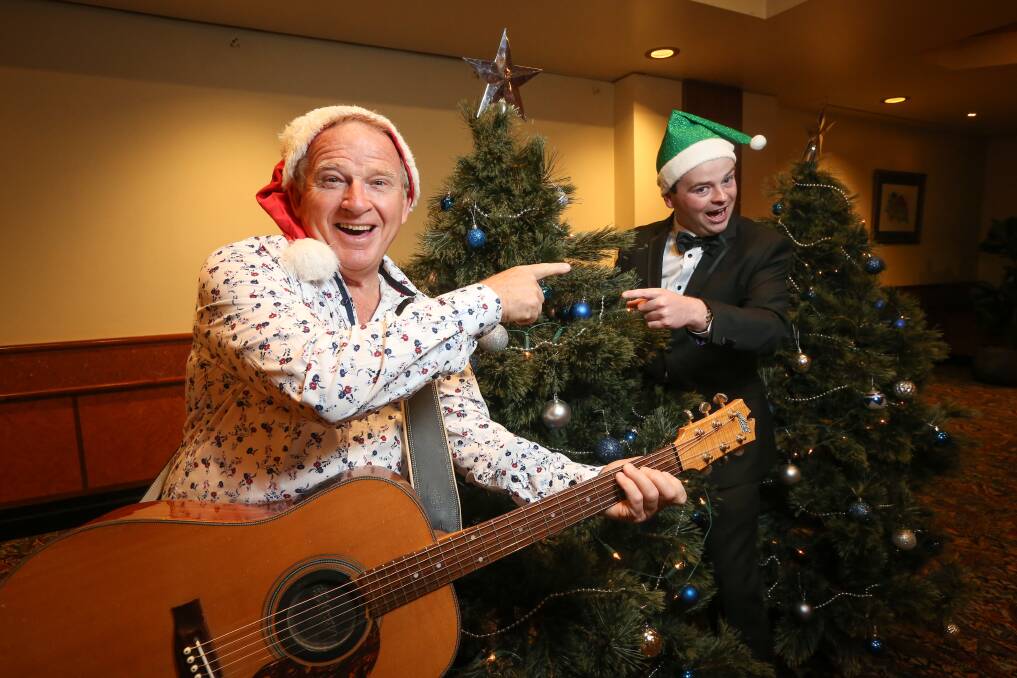 ON TRACK: Rodney Vincent and Lachlan McIntyre ham it up ahead of their Christmas Show at The Commercial Club. Picture: JAMES WILTSHIRE