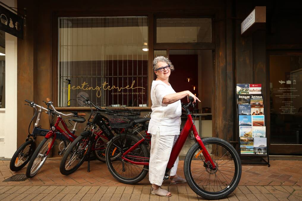 ROLL UP: Eating Travel co-owner Noelle Quinn is offering e-bikes to explore Albury and surrounds. Picture: JAMES WILTSHIRE