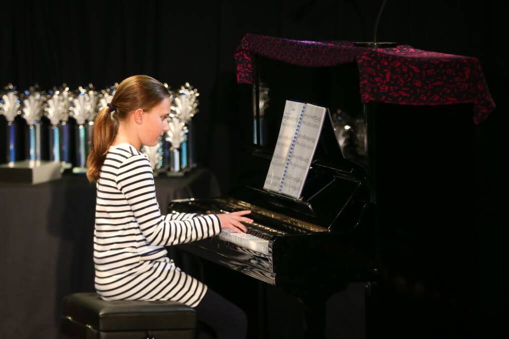 GOING SOLO: Millie Wilkerson performs in the 10 years and under piano solo - own choice category in the Albury Wodonga Eisteddfod. Picture: JAMES WILTSHIRE