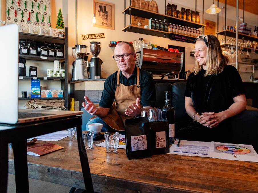 FARE EXCHANGE: Beechworth coffee expert Ben Ryder (Blynzz) and Beechworth wine enthusiast Steph Eyles share their respective passions in a new High Country at Home online interactive class available throughout winter.
