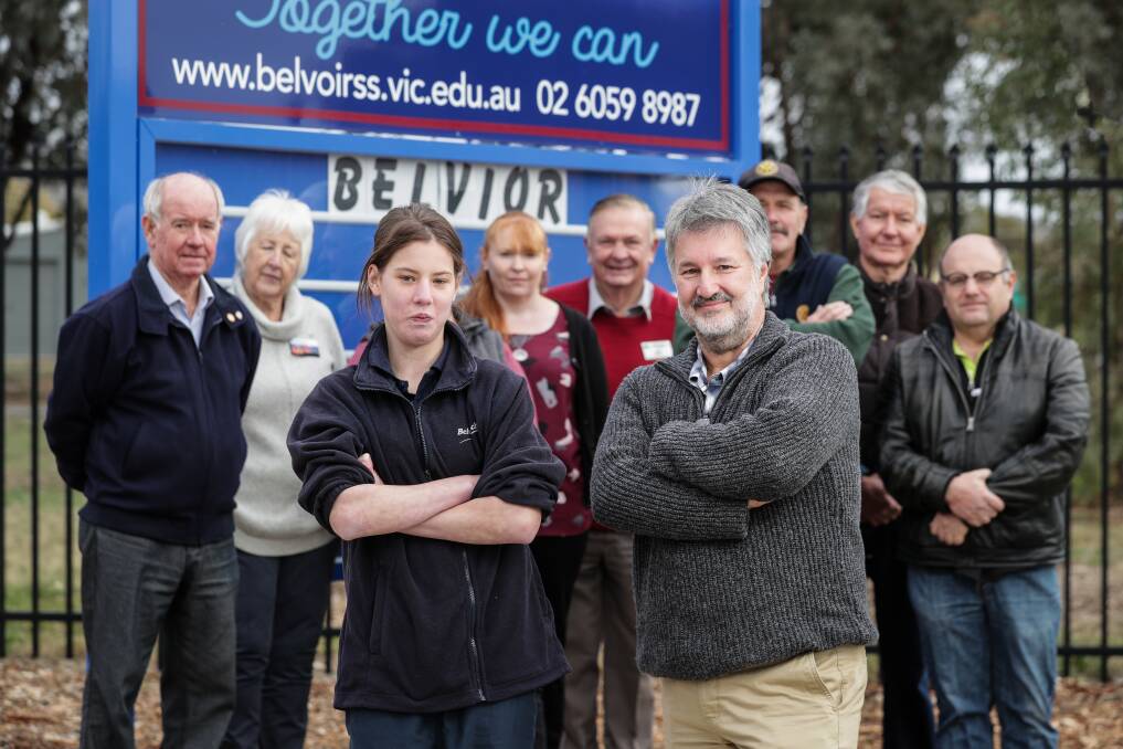 Belvoir Special School student Felicity Tomkins, 16, and Rotary Club of Belvoir-Wodonga's Trevor Pearce were frustrated by the delays earlier this month. Picture: JAMES WILTSHIRE