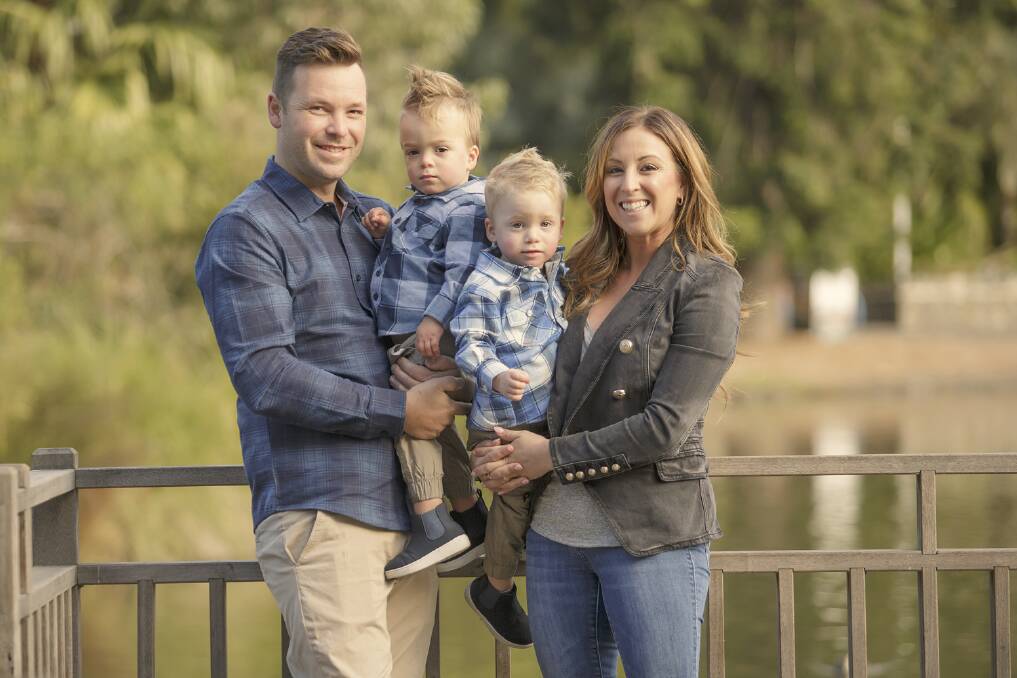 FAMILY TIES: Timothy and Tenille Koistinen, with their sons, Jobe and Tate, 3, are trying to raise money and awareness about a rare form of childhood dementia, Sanfilippo Syndrome, which has afflicted Jobe. 