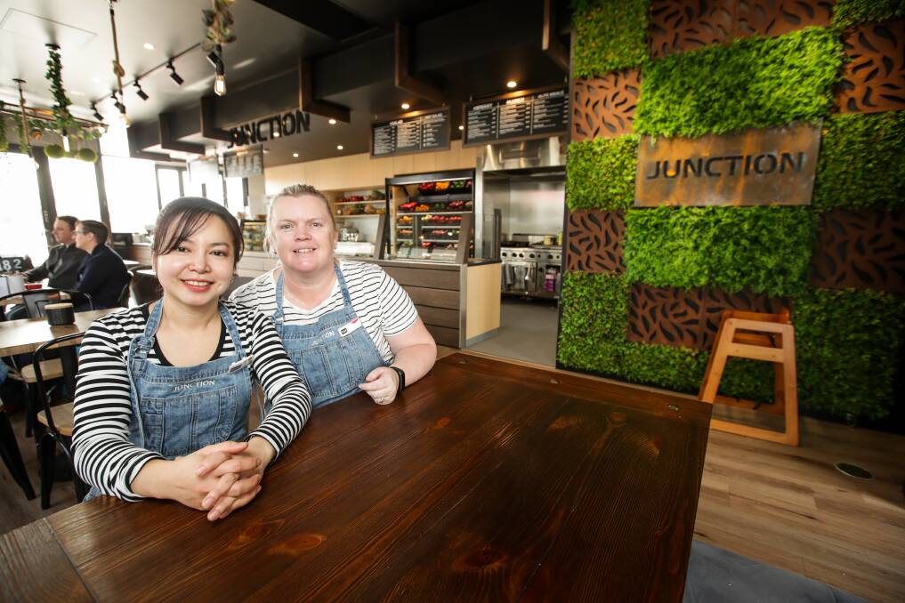 MEETING PLACE: Junction owner and head chef Veronica Shio with sous chef Kerrianne Shepherdson in the new breakfast and lunch eatery on Elgin Boulevard, Wodonga, opposite Junction Place. Picture: JAMES WILTSHIRE