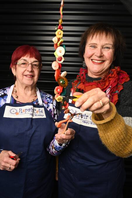 Volunteers Michele Campbell and Jan Hastings will offer jewellery repairs at Repair Cafe Albury-Wodonga in Wodonga on Saturday. Picture: MARK JESSER