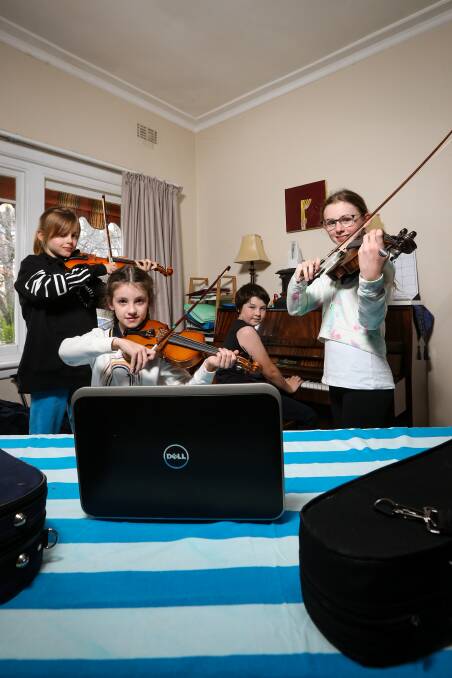 Border Music Camp organisers had hoped to host a spring event after its virtual event last winter, attended by Brown family, Maurice, 8, Sylvie, 8, Aemon, 9, and Eve, 12.