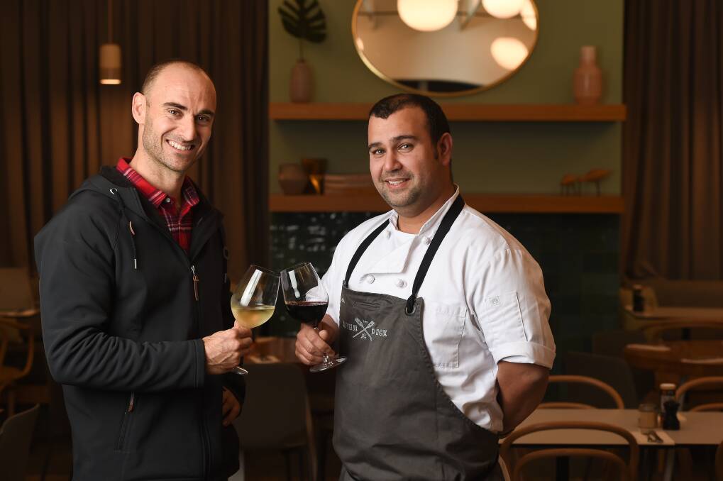 WASTE NOT: Almar Organics co-owner Clinton Hall and The River Deck Cafe head chef Ludo Baulacky plan for the upcoming collaborative dinner. Picture: MARK JESSER