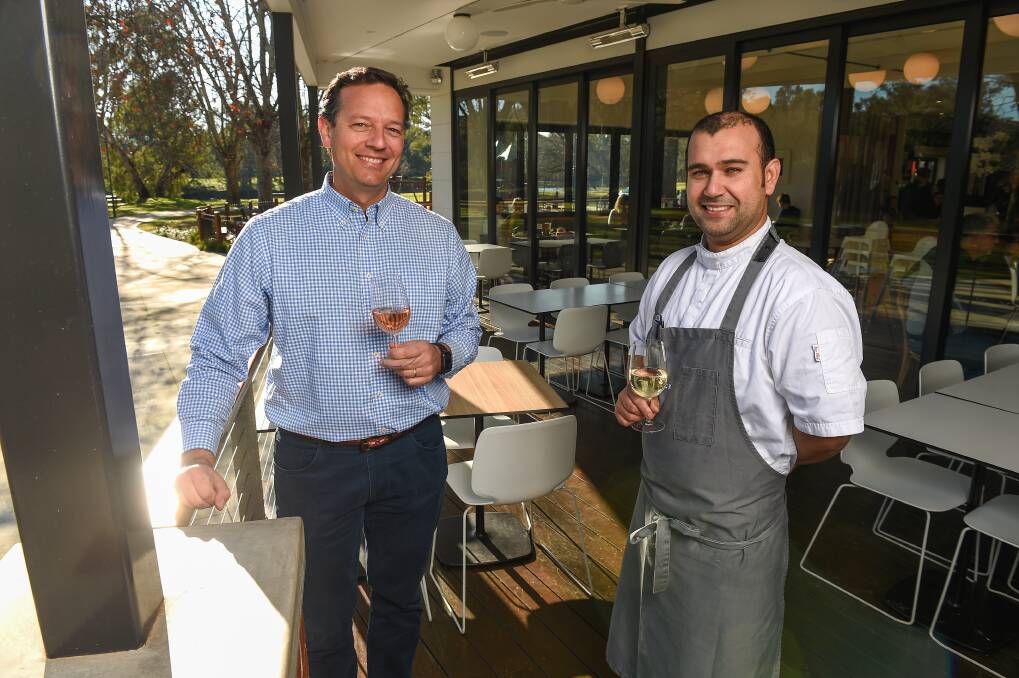 MAGIC MURRAY: The River Deck operator Alex Smit and head chef Ludo Baulacky offer breakfast and lunch service in the contemporary bistro overlooking the Murray River and Noreuil Park in South Albury. Picture: MARK JESSER