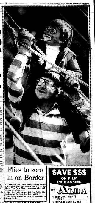 George Prince and his son George Jnr put up the big top at Hovell Tree Park in South Albury. This photograph appeared in The Border Mail on August 20, 1984. 