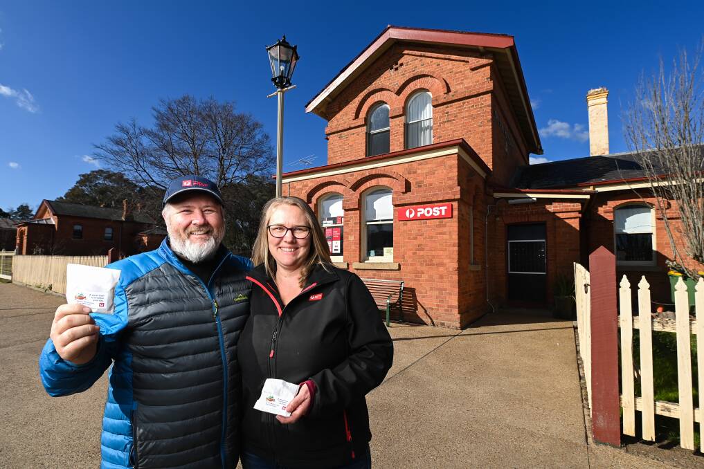 SWEET WORK: Chiltern Post Office operators Matt and Emma Williams have cheered up their community with a sweet drop to 850 people this week. Picture: MARK JESSER